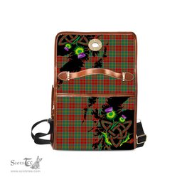 ScotsTee Shop Scottish MacDonald of Kingsburgh Clan Tartan Canvas Bag Celtic Knot and Thistle with Scotland Map Bag