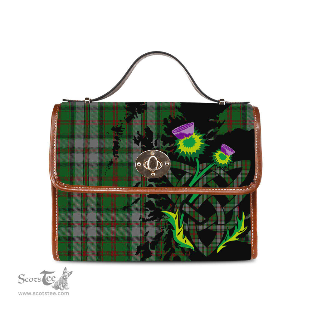 ScotsTee Shop Scottish MacNeish Hunting Clan Tartan Canvas Bag Celtic Knot and Thistle with Scotland Map Bag