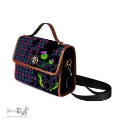 ScotsTee Shop Scottish MacEachern Clan Tartan Canvas Bag Celtic Knot and Thistle with Scotland Map Bag