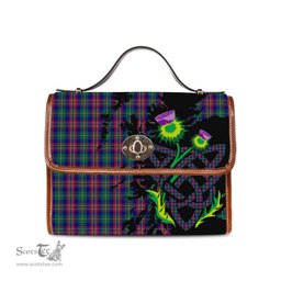ScotsTee Shop Scottish MacEachern Clan Tartan Canvas Bag Celtic Knot and Thistle with Scotland Map Bag