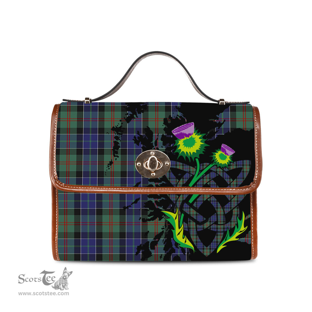 ScotsTee Shop Scottish McFadzen #02 Clan Tartan Canvas Bag Celtic Knot and Thistle with Scotland Map Bag