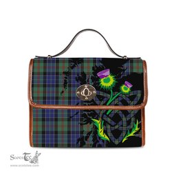 ScotsTee Shop Scottish McFadzen #02 Clan Tartan Canvas Bag Celtic Knot and Thistle with Scotland Map Bag