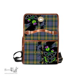 ScotsTee Shop Scottish MacSporran Ancient Clan Tartan Canvas Bag Celtic Knot and Thistle with Scotland Map Bag
