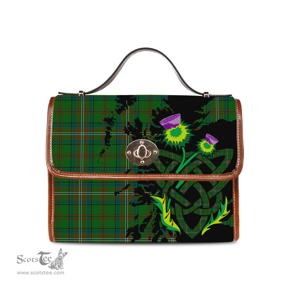 ScotsTee Shop Scottish MacClure Hunting Clan Tartan Canvas Bag Celtic Knot and Thistle with Scotland Map Bag