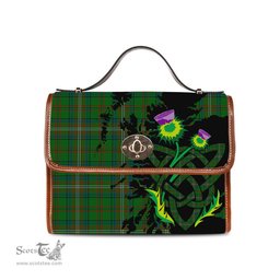 ScotsTee Shop Scottish MacClure Hunting Clan Tartan Canvas Bag Celtic Knot and Thistle with Scotland Map Bag