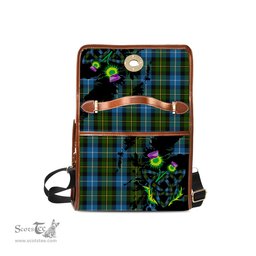 ScotsTee Shop Scottish MacNeil of Barra Clan Tartan Canvas Bag Celtic Knot and Thistle with Scotland Map Bag