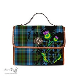 ScotsTee Shop Scottish MacNeil of Barra Clan Tartan Canvas Bag Celtic Knot and Thistle with Scotland Map Bag