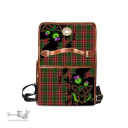 ScotsTee Shop Scottish MacWhirter Clan Tartan Canvas Bag Celtic Knot and Thistle with Scotland Map Bag