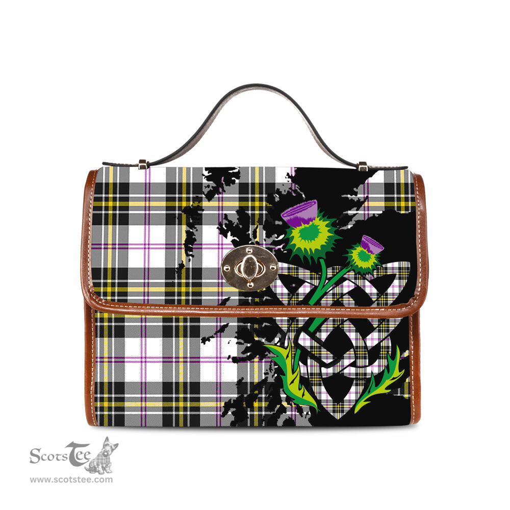 ScotsTee Shop Scottish MacPherson Dress Modern Clan Tartan Canvas Bag Celtic Knot and Thistle with Scotland Map Bag