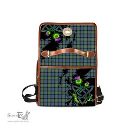 ScotsTee Shop Scottish MacDonell of Glengarry Ancient Clan Tartan Canvas Bag Celtic Knot and Thistle with Scotland Map Bag