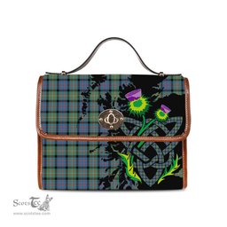ScotsTee Shop Scottish MacDonell of Glengarry Ancient Clan Tartan Canvas Bag Celtic Knot and Thistle with Scotland Map Bag