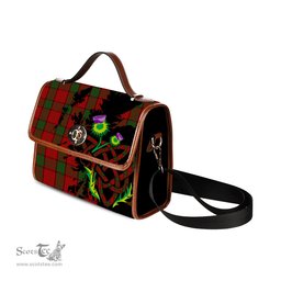 ScotsTee Shop Scottish Maxwell Clan Tartan Canvas Bag Celtic Knot and Thistle with Scotland Map Bag