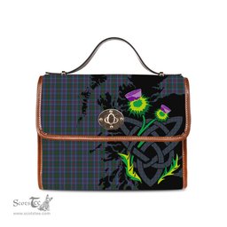 ScotsTee Shop Scottish MacHardy Clan Tartan Canvas Bag Celtic Knot and Thistle with Scotland Map Bag