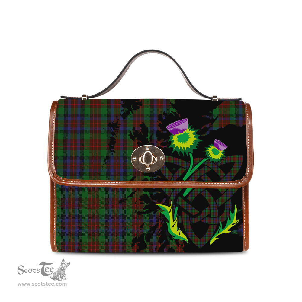 ScotsTee Shop Scottish MacDuff Hunting Clan Tartan Canvas Bag Celtic Knot and Thistle with Scotland Map Bag