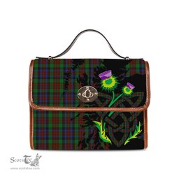 ScotsTee Shop Scottish MacDuff Hunting Clan Tartan Canvas Bag Celtic Knot and Thistle with Scotland Map Bag