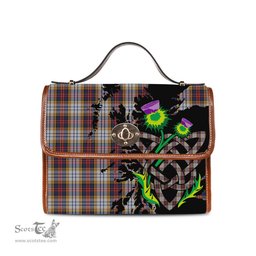 ScotsTee Shop Scottish MacInnes Ancient Hunting Clan Tartan Canvas Bag Celtic Knot and Thistle with Scotland Map Bag