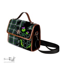 ScotsTee Shop Scottish MacKenzie Dress Clan Tartan Canvas Bag Celtic Knot and Thistle with Scotland Map Bag