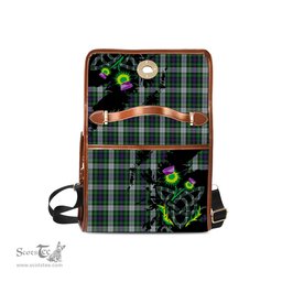 ScotsTee Shop Scottish MacKenzie Dress Clan Tartan Canvas Bag Celtic Knot and Thistle with Scotland Map Bag
