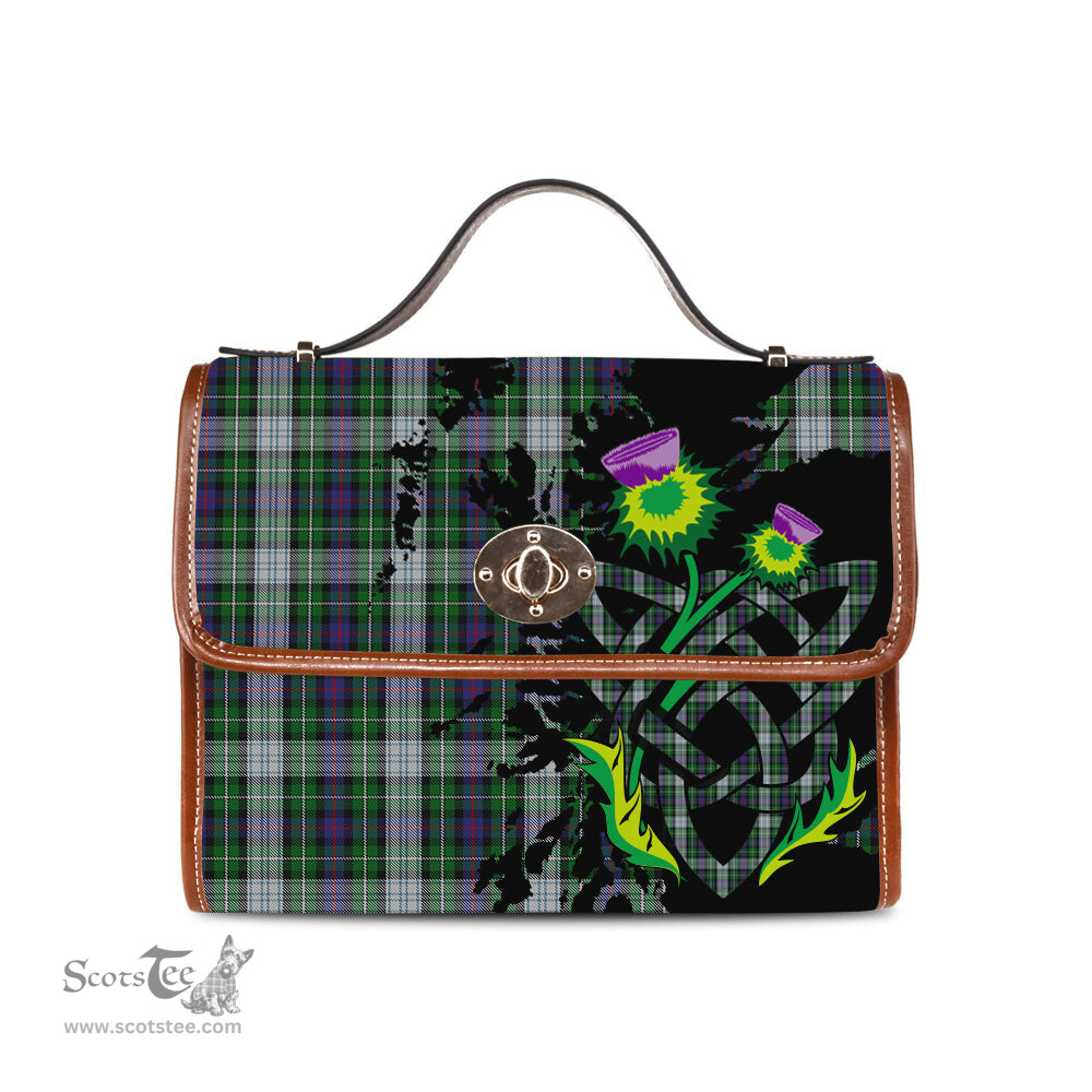ScotsTee Shop Scottish MacKenzie Dress Clan Tartan Canvas Bag Celtic Knot and Thistle with Scotland Map Bag