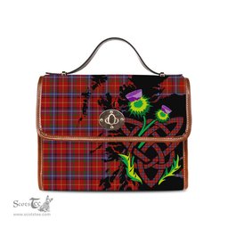 ScotsTee Shop Scottish Maynard Clan Tartan Canvas Bag Celtic Knot and Thistle with Scotland Map Bag