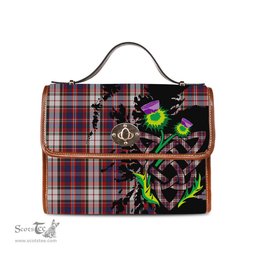 ScotsTee Shop Scottish MacFarlane Dress Clan Tartan Canvas Bag Celtic Knot and Thistle with Scotland Map Bag