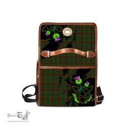 ScotsTee Shop Scottish Macnaughton Hunting Clan Tartan Canvas Bag Celtic Knot and Thistle with Scotland Map Bag