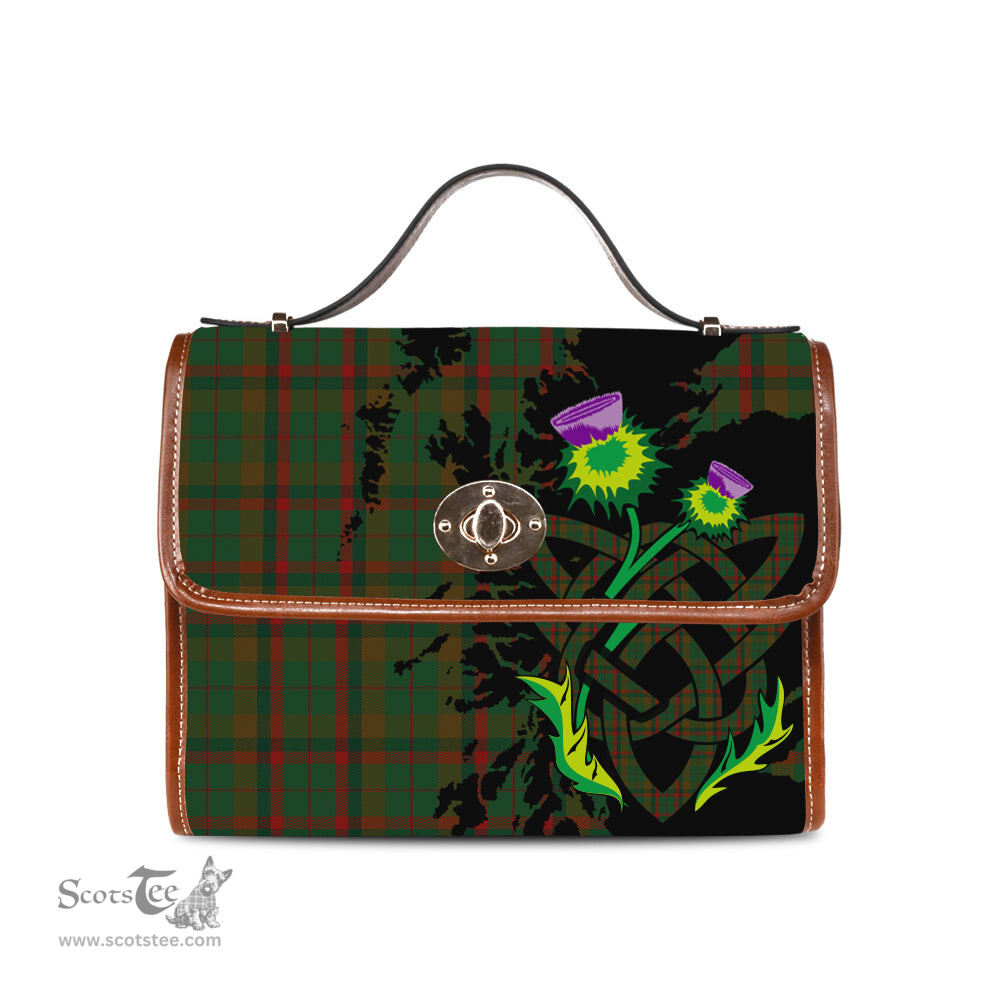 ScotsTee Shop Scottish Macnaughton Hunting Clan Tartan Canvas Bag Celtic Knot and Thistle with Scotland Map Bag