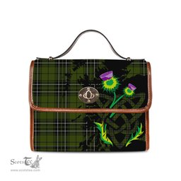 ScotsTee Shop Scottish MacLean Hunting Clan Tartan Canvas Bag Celtic Knot and Thistle with Scotland Map Bag