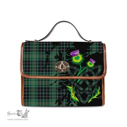 ScotsTee Shop Scottish MacAulay Hunting Ancient Clan Tartan Canvas Bag Celtic Knot and Thistle with Scotland Map Bag