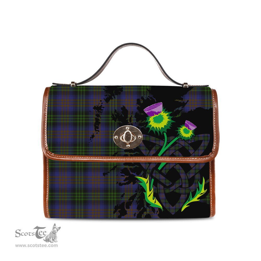 ScotsTee Shop Scottish Lysaght Hunting Clan Tartan Canvas Bag Celtic Knot and Thistle with Scotland Map Bag