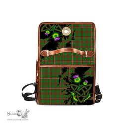ScotsTee Shop Scottish MacKinnon Hunting Modern Clan Tartan Canvas Bag Celtic Knot and Thistle with Scotland Map Bag