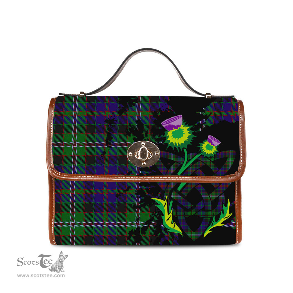 ScotsTee Shop Scottish MacCraig Clan Tartan Canvas Bag Celtic Knot and Thistle with Scotland Map Bag
