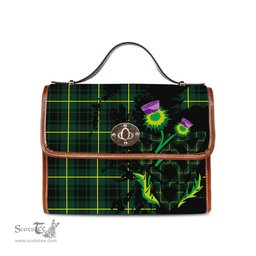 ScotsTee Shop Scottish MacArthur Modern Clan Tartan Canvas Bag Celtic Knot and Thistle with Scotland Map Bag
