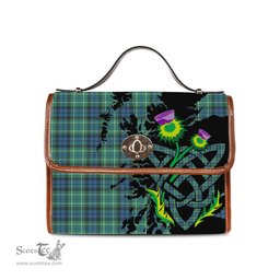 ScotsTee Shop Scottish MacNeil of Colonsay Ancient Clan Tartan Canvas Bag Celtic Knot and Thistle with Scotland Map Bag