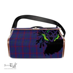 ScotsTee Shop Scottish Lynch Clan Tartan Canvas Bag Celtic Knot and Thistle with Scotland Map Bag