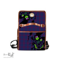 ScotsTee Shop Scottish Lynch Clan Tartan Canvas Bag Celtic Knot and Thistle with Scotland Map Bag