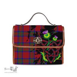 ScotsTee Shop Scottish MacGillivray Clan Tartan Canvas Bag Celtic Knot and Thistle with Scotland Map Bag