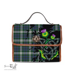 ScotsTee Shop Scottish MacInnes Dress Clan Tartan Canvas Bag Celtic Knot and Thistle with Scotland Map Bag
