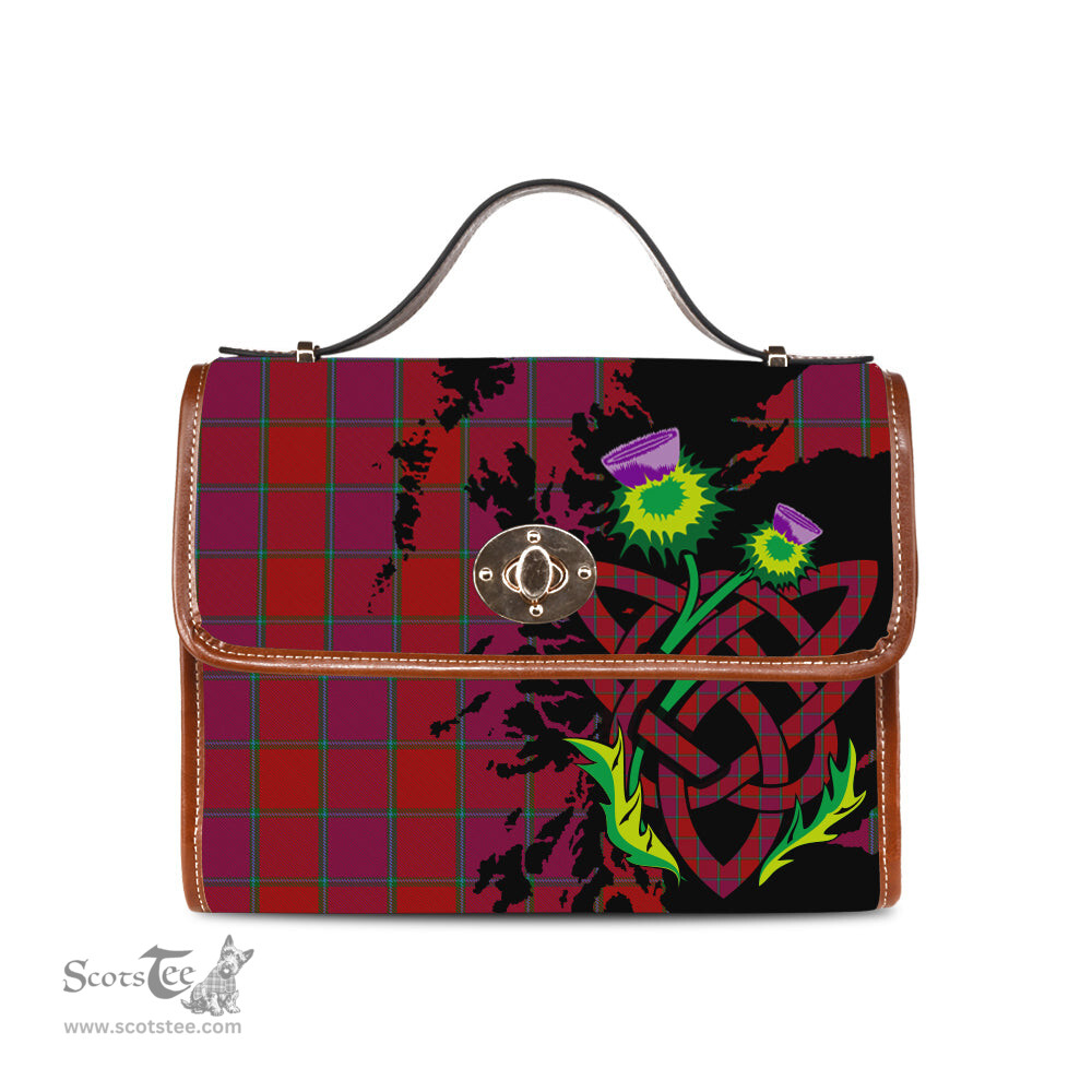 ScotsTee Shop Scottish MacNab Old Clan Tartan Canvas Bag Celtic Knot and Thistle with Scotland Map Bag