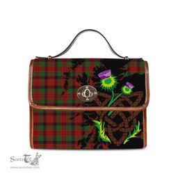 ScotsTee Shop Scottish MacNicol Clan Tartan Canvas Bag Celtic Knot and Thistle with Scotland Map Bag