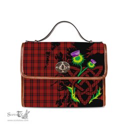 ScotsTee Shop Scottish MacKeane Clan Tartan Canvas Bag Celtic Knot and Thistle with Scotland Map Bag