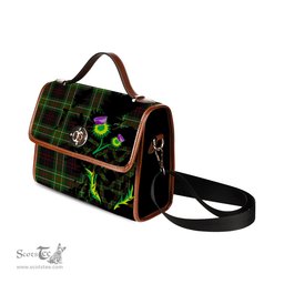 ScotsTee Shop Scottish MacDiarmid Clan Tartan Canvas Bag Celtic Knot and Thistle with Scotland Map Bag
