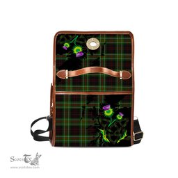 ScotsTee Shop Scottish MacDiarmid Clan Tartan Canvas Bag Celtic Knot and Thistle with Scotland Map Bag