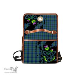 ScotsTee Shop Scottish Marshall #2 Clan Tartan Canvas Bag Celtic Knot and Thistle with Scotland Map Bag