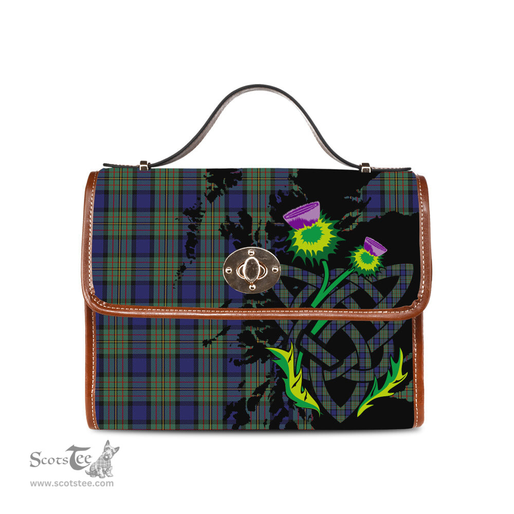 ScotsTee Shop Scottish MacLaren Clan Tartan Canvas Bag Celtic Knot and Thistle with Scotland Map Bag