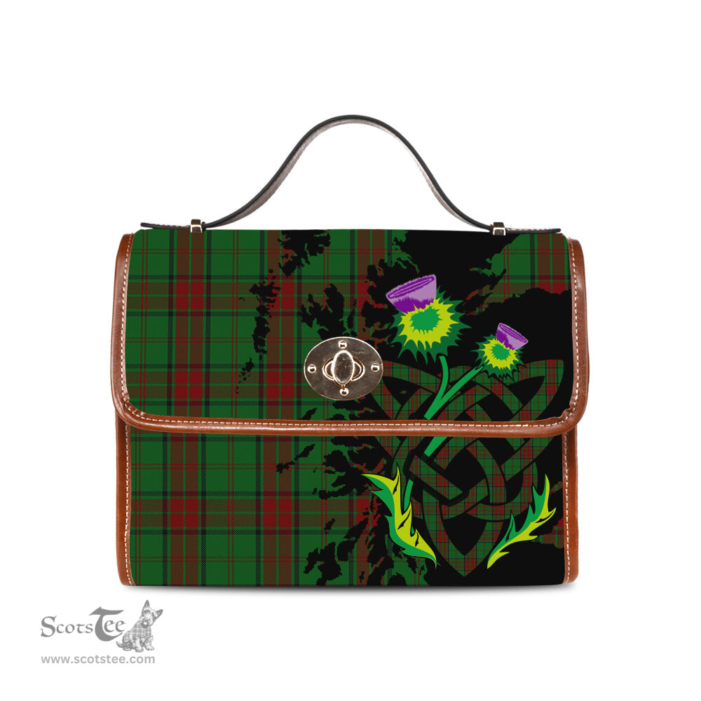 ScotsTee Shop Scottish Maxwell Hunting Clan Tartan Canvas Bag Celtic Knot and Thistle with Scotland Map Bag