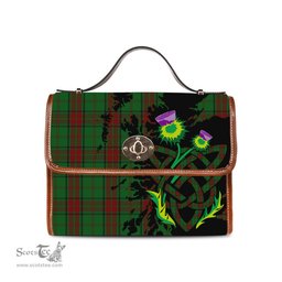 ScotsTee Shop Scottish Maxwell Hunting Clan Tartan Canvas Bag Celtic Knot and Thistle with Scotland Map Bag