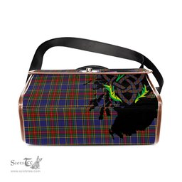 ScotsTee Shop Scottish MacBeth Clan Tartan Canvas Bag Celtic Knot and Thistle with Scotland Map Bag