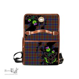 ScotsTee Shop Scottish MacBeth Clan Tartan Canvas Bag Celtic Knot and Thistle with Scotland Map Bag