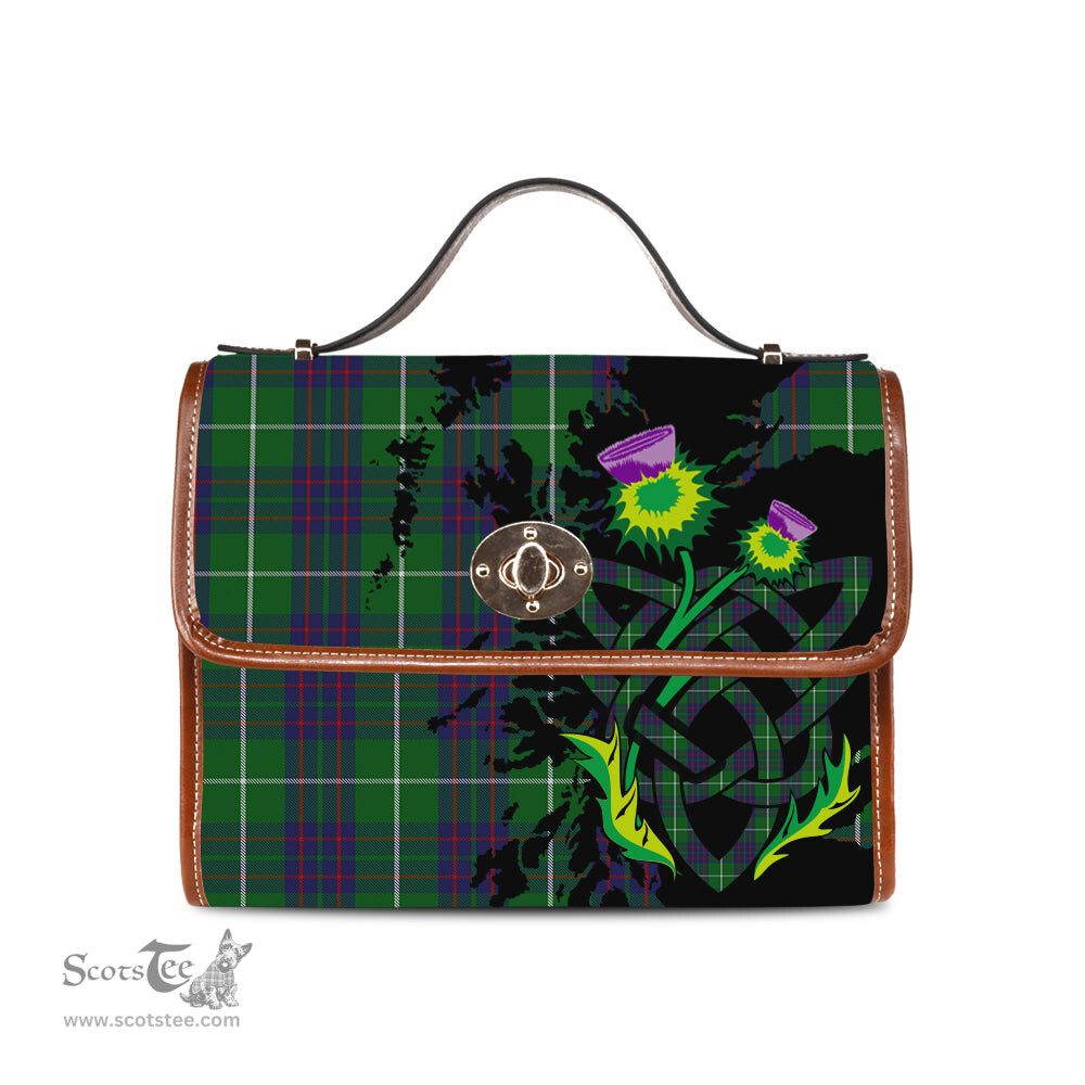 ScotsTee Shop Scottish MacIntyre Hunting Clan Tartan Canvas Bag Celtic Knot and Thistle with Scotland Map Bag